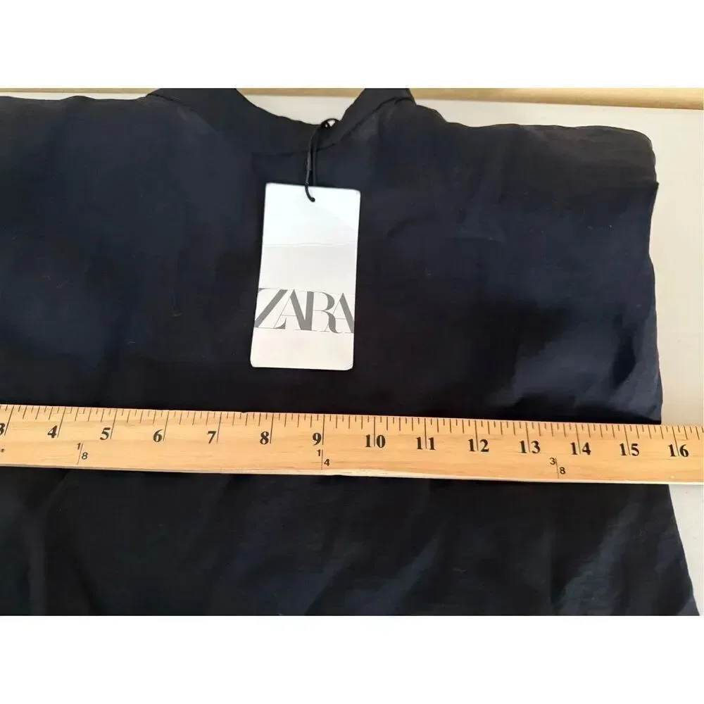 NWT Zara black, sleeveless mock-neck top with button details on the shoulders SZ